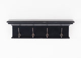 Rustic Antiqued Black and White Four Hook Hanging Coat Rack