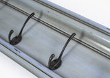 Rustic Antiqued Black and Blue Four Hook Hanging Coat Rack