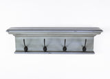 Rustic Antiqued Black and Blue Four Hook Hanging Coat Rack