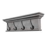 Rustic Antiqued Gray Wood Four Hook Hanging Coat Rack