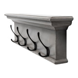 Rustic Antiqued Gray Wood Four Hook Hanging Coat Rack