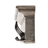 Rustic Antiqued Ivory Wood Four Hook Hanging Coat Rack