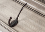 Rustic Antiqued Ivory Wood Four Hook Hanging Coat Rack