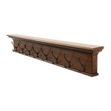 Rustic Mahogany Brown Wood Eight Hook Hanging Coat Rack