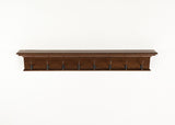 Rustic Mahogany Brown Wood Eight Hook Hanging Coat Rack