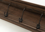 Rustic Dark Wood Four Hook Hanging Coat Rack