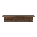 Rustic Dark Teak Six Hook Hanging Coat Rack