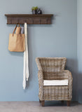 Rustic Dark Teak Six Hook Hanging Coat Rack