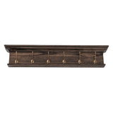 Rustic Black Wash Wood Six Hook Hanging Coat Rack