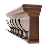 Rustic Mahogany Brown Wood Six Hook Hanging Coat Rack