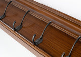 Rustic Mahogany Brown Wood Six Hook Hanging Coat Rack