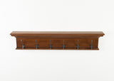 Rustic Mahogany Brown Wood Six Hook Hanging Coat Rack