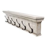 Rustic Antiqued Ivory Six Hook Hanging Coat Rack