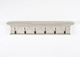 Rustic Antiqued Ivory Six Hook Hanging Coat Rack