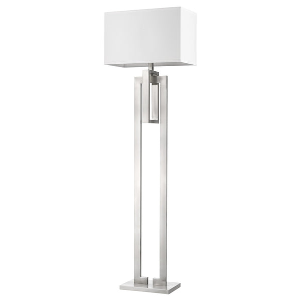 Precision 1-Light Brushed Nickel Floor Lamp With Ivory Shantung Shade