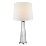 Chiara 1-Light Clear Glass And Polished Chrome Table Lamp With Off White Shantung Shade