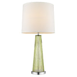 Chiara 1-Light Apple Green Glass And Polished Chrome Table Lamp With Off White Shantung Shade