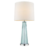 Chiara 1-Light Seafoam Glass And Polished Chrome Table Lamp With Off White Shantung Shade