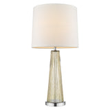 Chiara 1-Light Champagne Glass And Polished Chrome Table Lamp With Off White Shantung Shade
