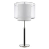 Roosevelt 1-Light Espresso And Brushed Nickel Table Lamp With Sheer Snow Shantung Two Tier Shade