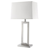 Riley 1-Light Brushed Nickel Table Lamp With Off White Shantung Shade