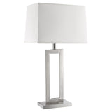 Riley 1-Light Brushed Nickel Table Lamp With Off White Shantung Shade