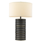 Wave II 1-Light Aged Brass Table Lamp With Latte Linen Shade