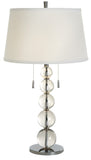 Palla 2-Light Crystal And Polished Chrome Table Lamp With White Linen Shade