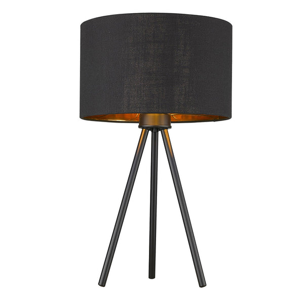Matte Black and Black Fabric Table Lamp