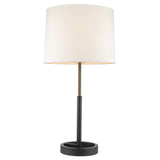 Rotunda 1-Light Matte Black And Hand Painted Antique Gold Table Lamp With Homespun Linen Shade
