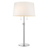Urban Basic 2-Light Polished Chrome Adjustable Table Lamp With Off White Linen Shantung Shade