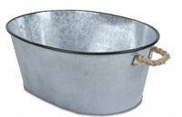 Farmhouse Silver Metal Bucket with Rope Handles