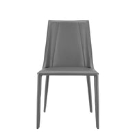 Sleek All Dark Gray Faux Leather Dining or Side Chair