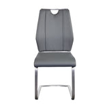 Set of Two Light Gray Faux Leather Cantilever Chairs