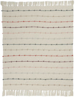 50" X 60" Boho Stripes Ivory and Gray Throw Blanket