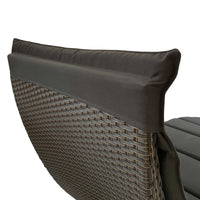65" Faux Wicker and Dark Grey Cushions Chaise Lounge