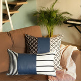 Set of 2 Navy Geometric Shapes Throw Pillow Covers