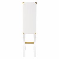 Campaign White and Gold Tall Bar Cabinet