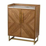 Retro Gold Natural and Faux Marble Wine Cabinet