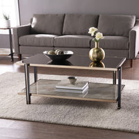 43" Champagne Mirrored And Metal Rectangular Mirrored Coffee Table