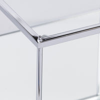 42" Chrome Glass And Metal Rectangular Mirrored Coffee Table