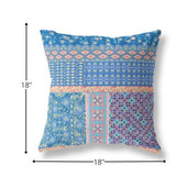 18? Blue Yellow Patch Indoor Outdoor Zippered Throw Pillow