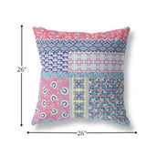 26? White Pink Patch Indoor Outdoor Zippered Throw Pillow