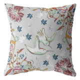 20" Gray Bird Zippered Indoor Outdoor Throw Pillow