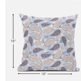 18? Blue Pink Boho Paisley Zippered Suede Throw Pillow