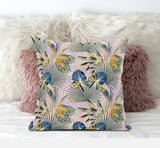 18? Blue Gold Tropical Zippered Suede Throw Pillow