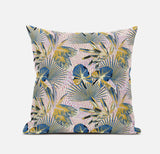 18? Blue Gold Tropical Zippered Suede Throw Pillow