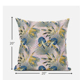 18? Blue Gold Tropical Zippered Suede Throw Pillow