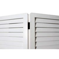 White Louvered Three Panel Room Divider Screen