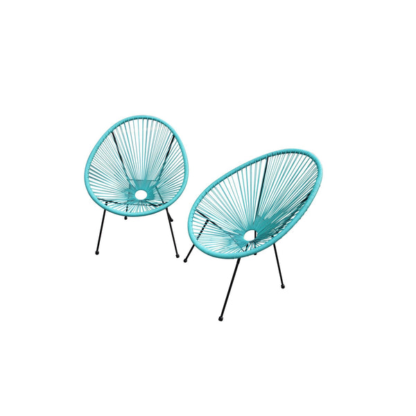 Set of Two Teal Mod Indoor Outdoor String Chairs